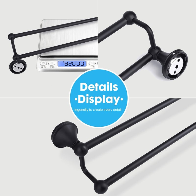 Ntipox Antique 24 Inch Bathroom Double Towel Bar Matte Black,Towel Racks for Bathroom Wall Mounted,Bathroom Towel Holder Black,Two Towel Rod Hanger for Hotel - Image 5